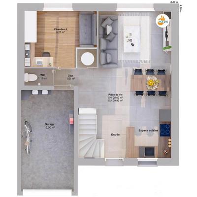 Maison - 88 m² - 6 pièces