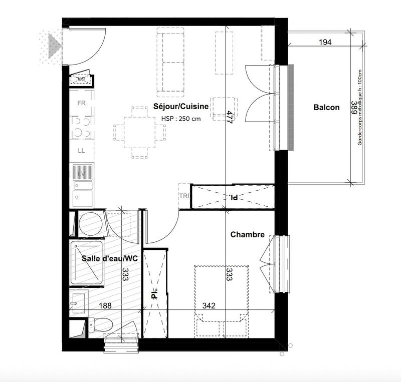 Appartement - 43 m² - 2 pièces