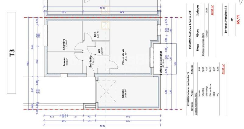 Maison - 63 m² - 3 pièces