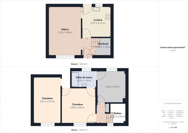 Maison de ville - 74 m² - 4 pièces