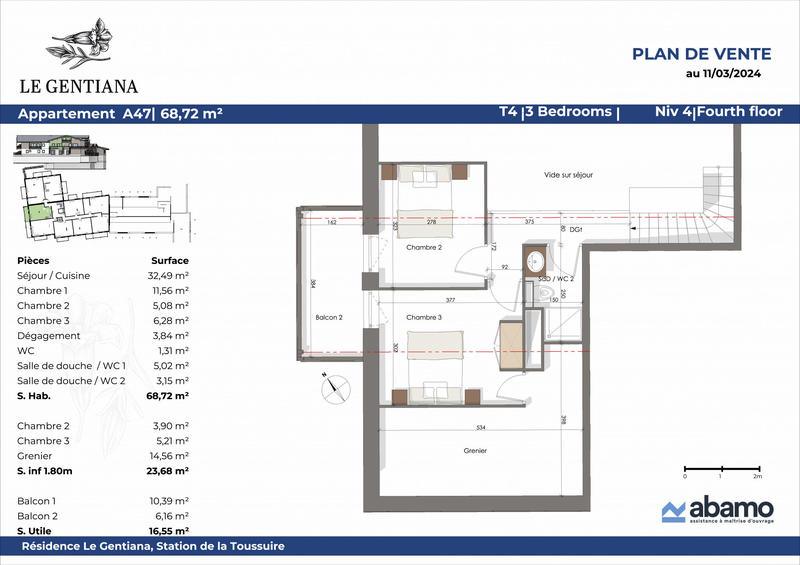 Appartement - 68 m² - 4 pièces