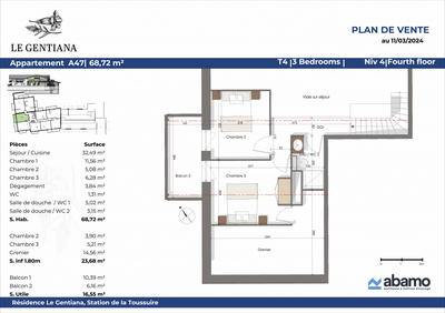 Appartement - 68 m² - 4 pièces