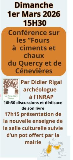 Conférence : " les fours à ciments et chaux du Quercy et de Cénevières"