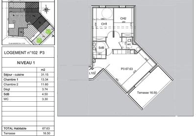 Appartement - 75 m² - 3 pièces