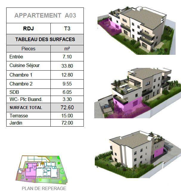Appartement - 72 m² - 3 pièces