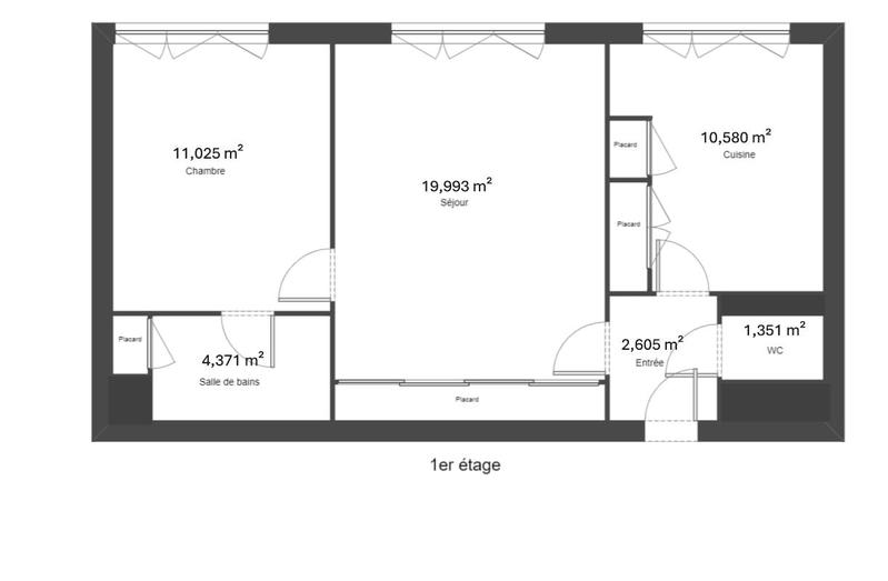 Appartement - 51 m² - 2 pièces