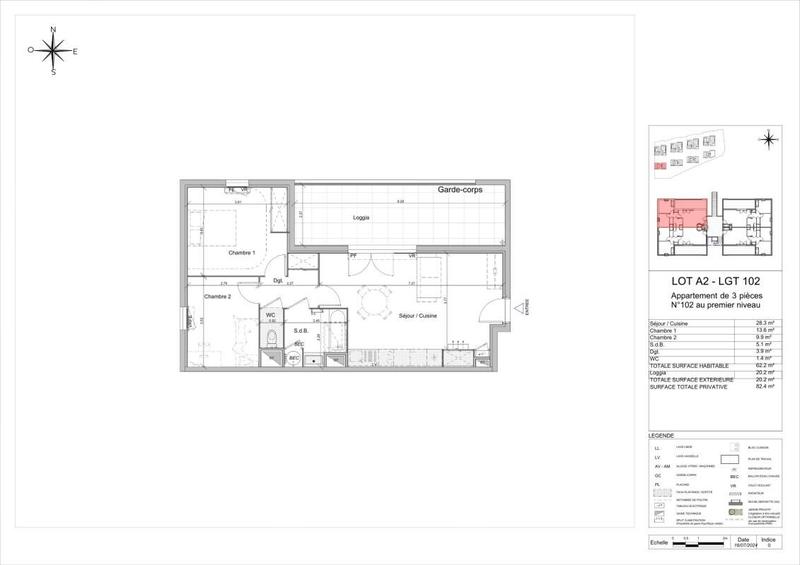 Appartement - 62 m² - 3 pièces