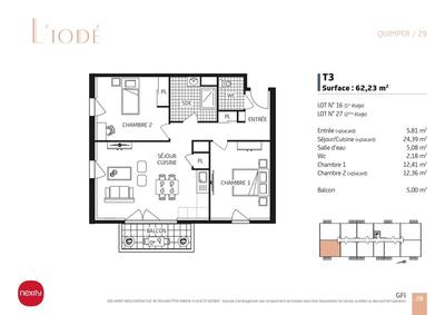 Appartement - 62 m² - 3 pièces