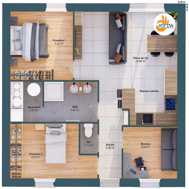 Maison - 58 m² - 5 pièces