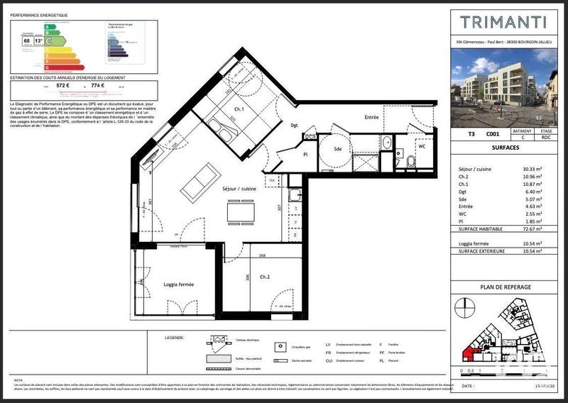 Appartement - 73 m² - 3 pièces
