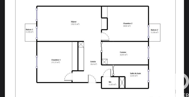 Appartement - 55 m² - 3 pièces