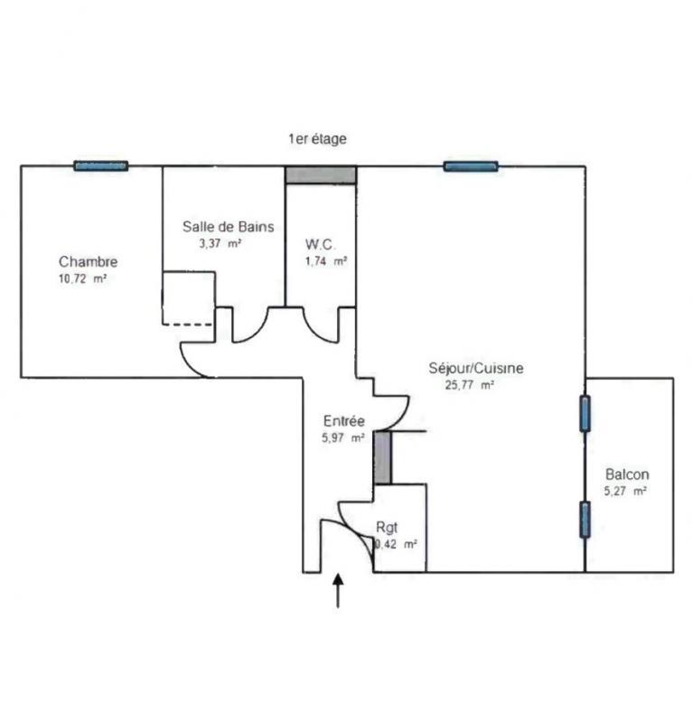 Appartement - 48 m² - 2 pièces