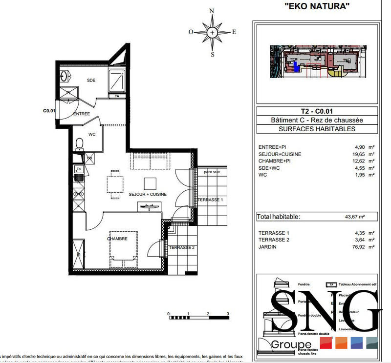 Appartement - 44 m² - 2 pièces