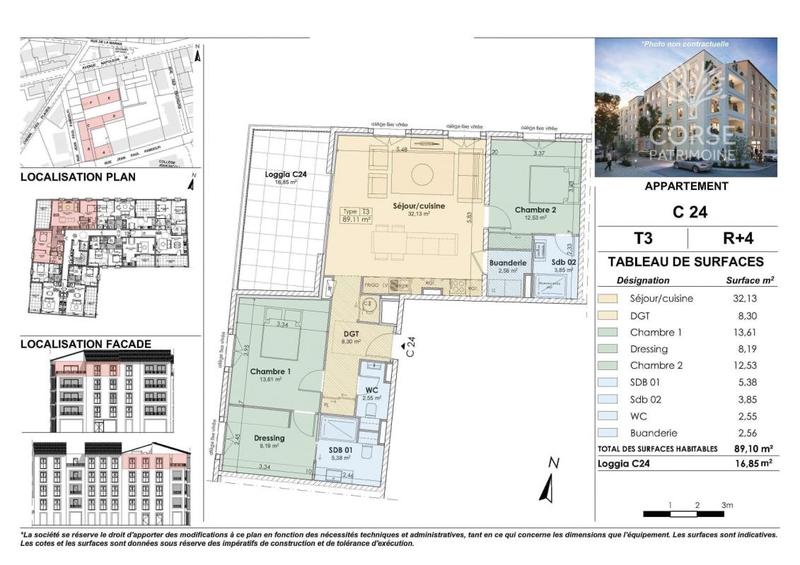 Appartement - 89 m² - 3 pièces