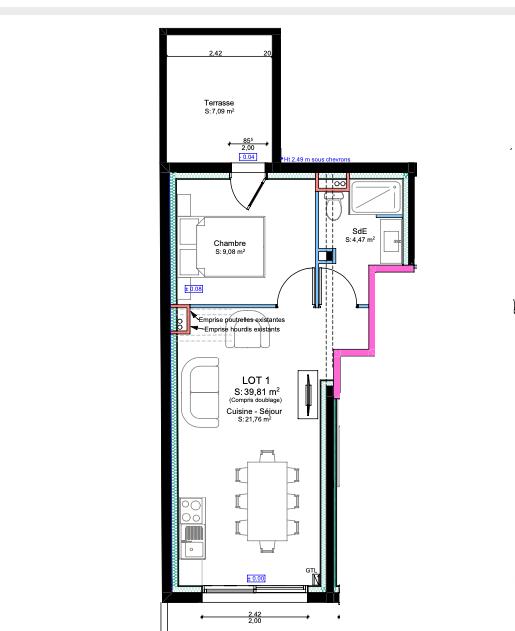 Appartement - 40 m² - 2 pièces