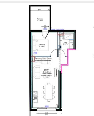 Appartement - 40 m² - 2 pièces