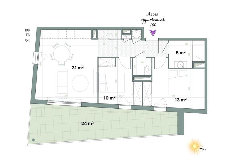 Appartement - 60 m² - 3 pièces