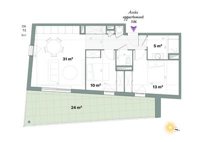 Appartement - 60 m² - 3 pièces