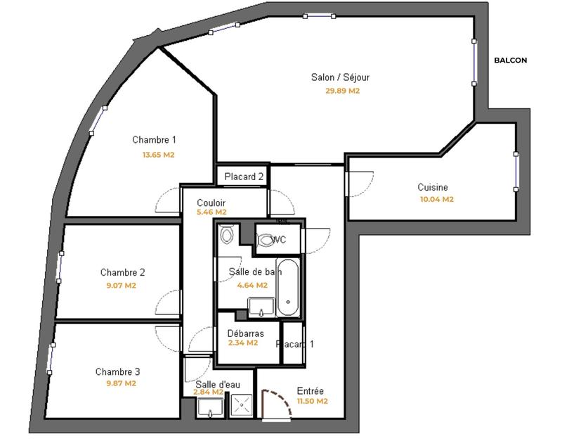 Appartement - 102 m² - 4 pièces