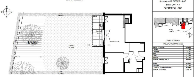 Appartement - 49 m² - 2 pièces