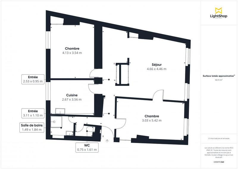Appartement - 83 m² - 3 pièces