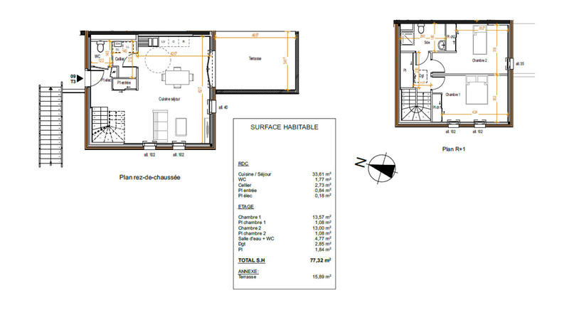 Duplex - 77 m² - 3 pièces