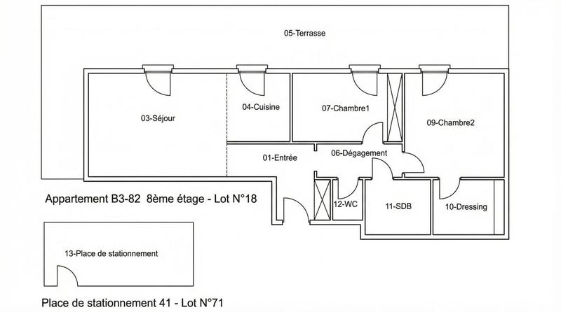 Appartement ancien - 72 m² - 3 pièces