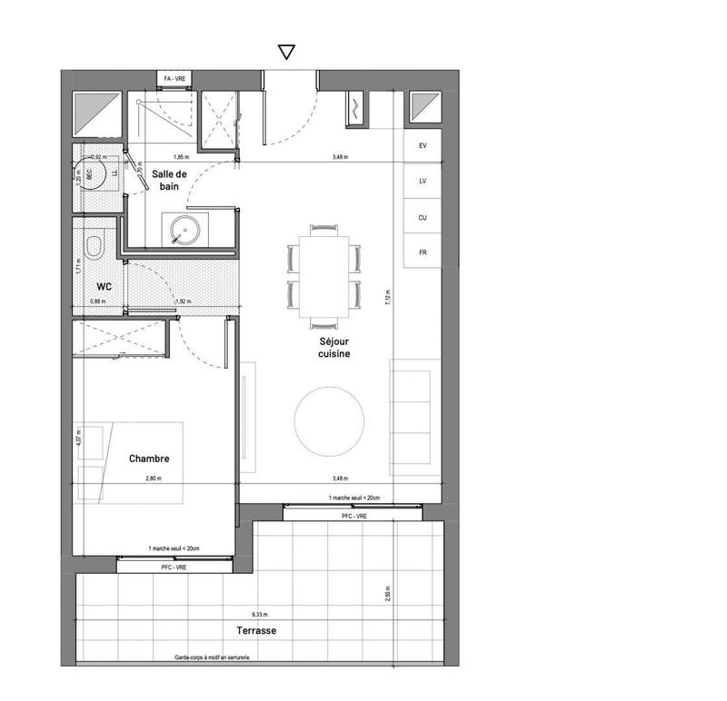 Appartement - 45 m² - 2 pièces