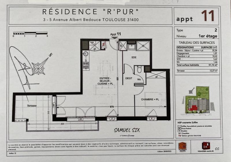 Appartement - 51 m² - 2 pièces