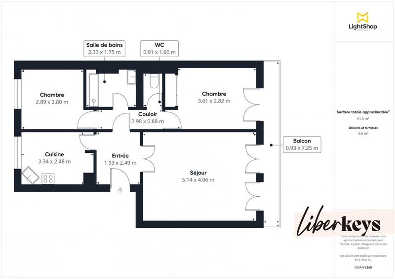 Appartement - 63 m² - 3 pièces