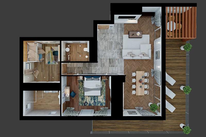 Appartement - 100 m² - 3 pièces