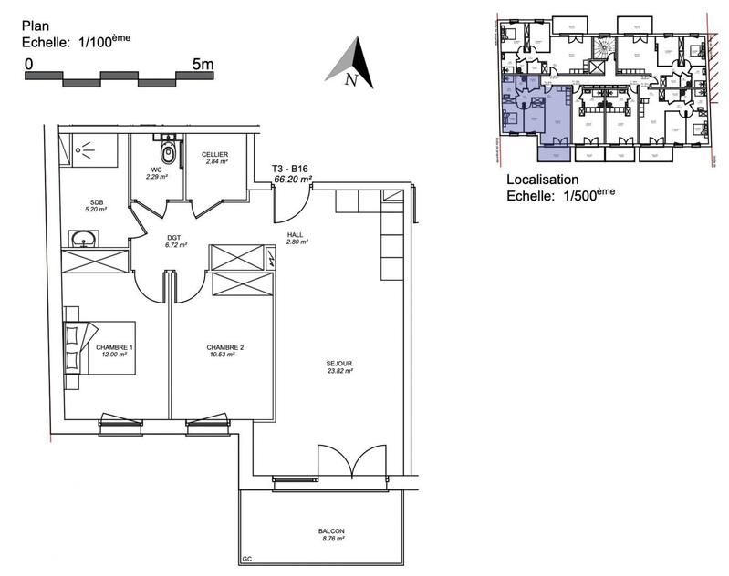 Appartement - 66 m² - 3 pièces