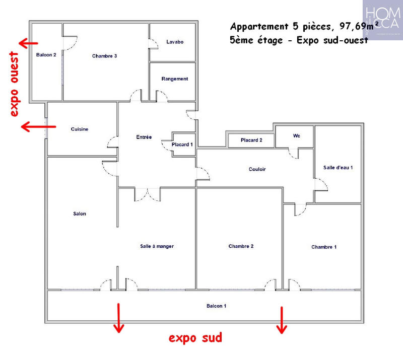 Appartement - 98 m² - 5 pièces