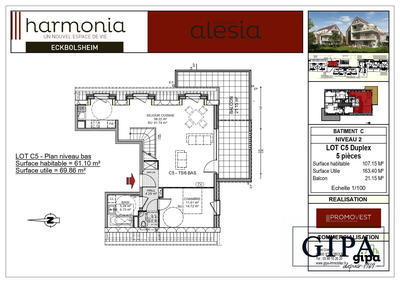 Duplex - 107 m² - 5 pièces