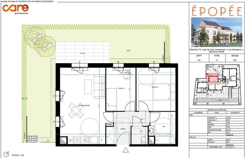 Appartement - 59 m² - 3 pièces