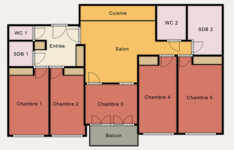 Chambre - 19 m² - 5 pièces