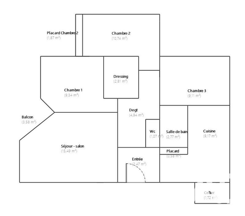 Appartement - 72 m² - 4 pièces