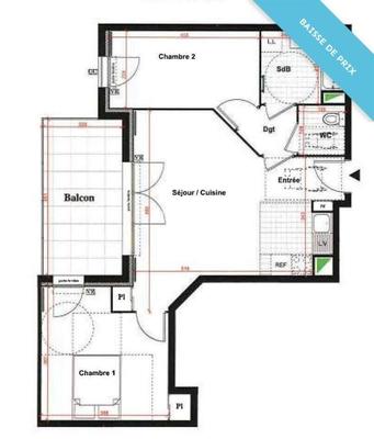 Appartement - 58 m² - 3 pièces