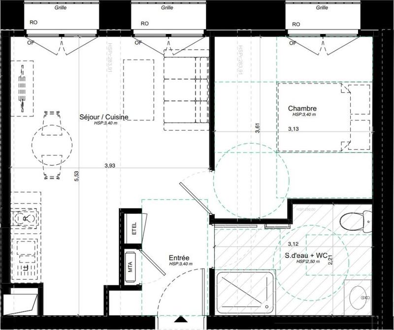 Appartement - 38 m² - 2 pièces
