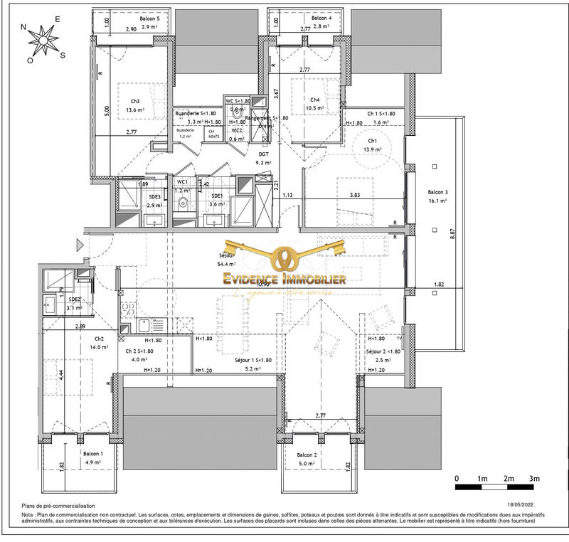Appartement - 128 m² - 5 pièces