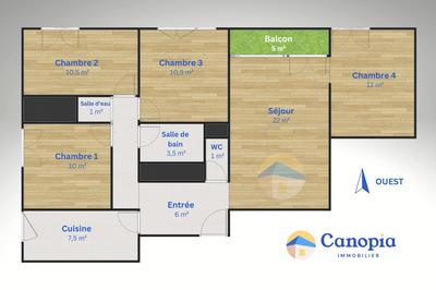 Appartement - 90 m² - 5 pièces