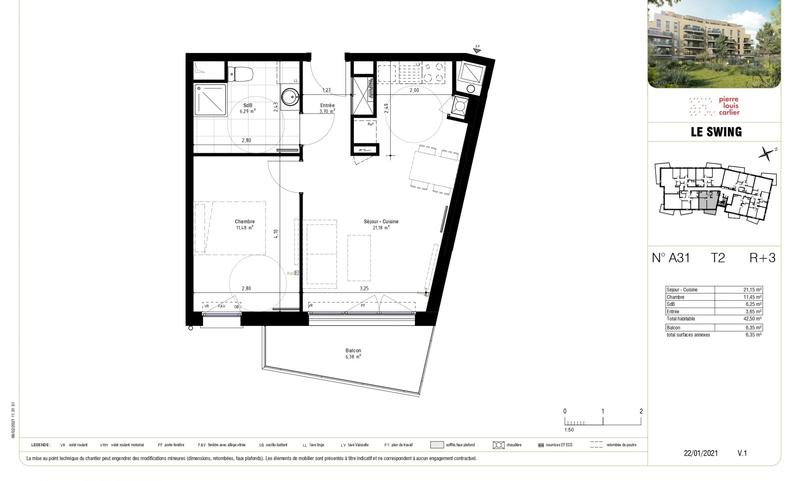 Appartement - 42 m² - 2 pièces