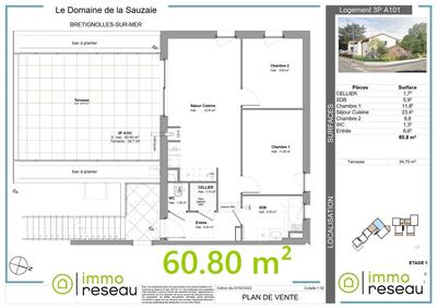 Appartement - 61 m² - 3 pièces