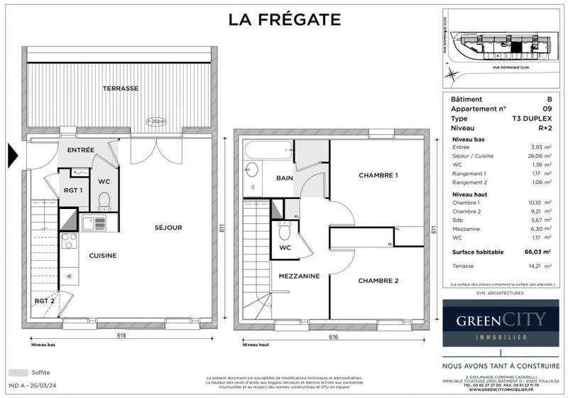 Duplex - 66 m² - 3 pièces