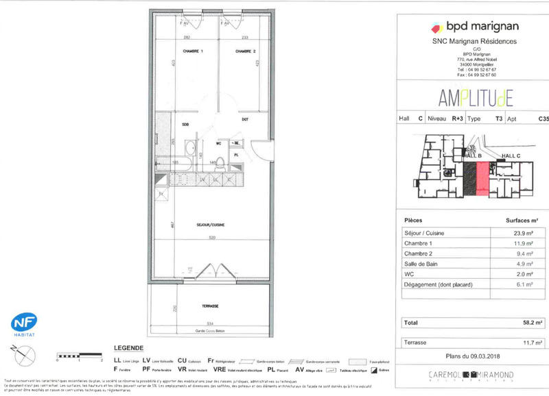 Appartement - 58 m² - 3 pièces