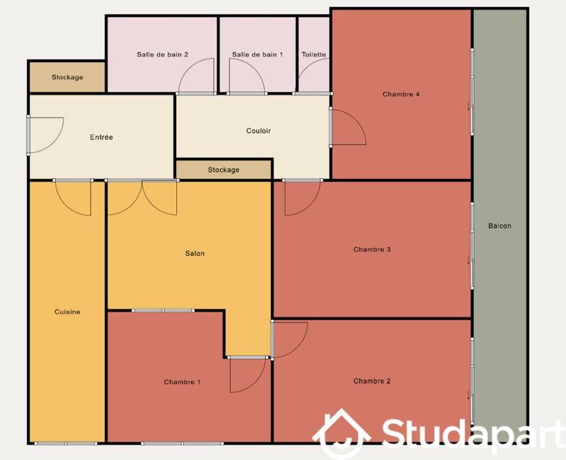 Chambre - 10 m² - 1 pièce