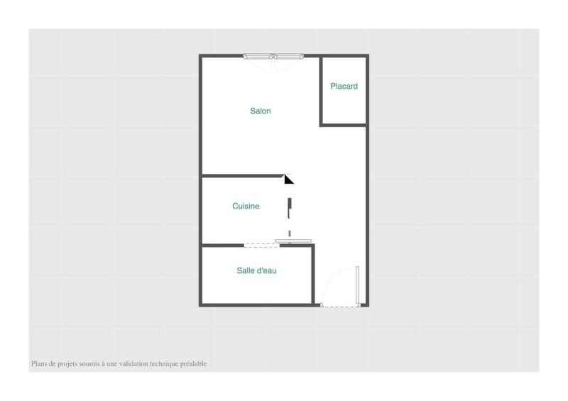 Studio - 13 m² - 1 pièce