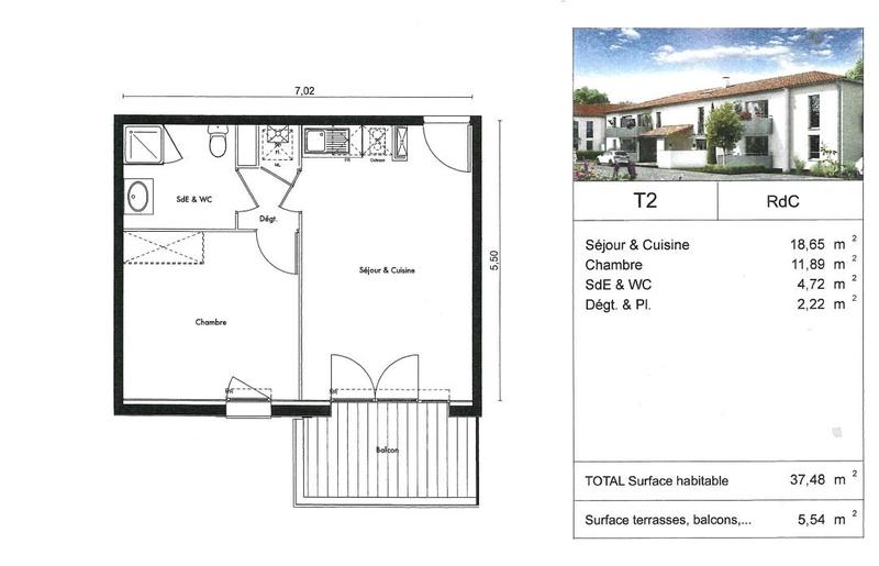 Appartement - 37 m² - 2 pièces