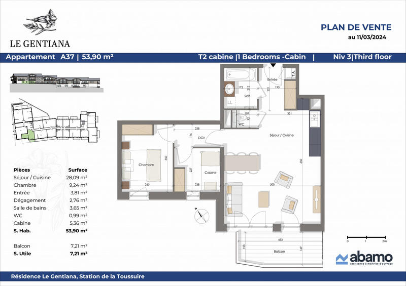 Appartement - 53 m² - 2 pièces