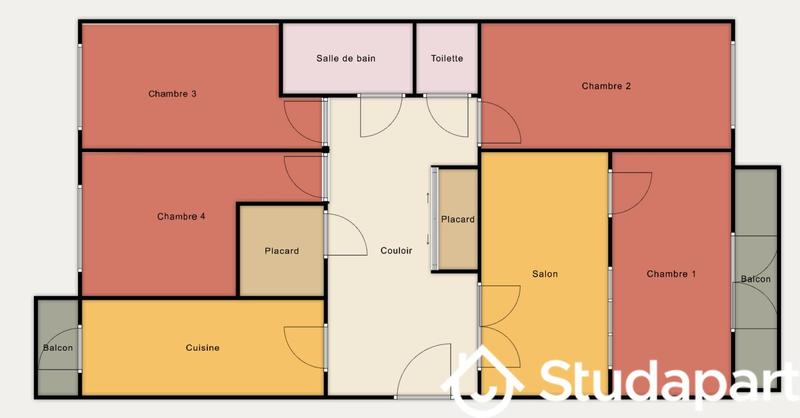 Chambre - 21 m² - 1 pièce